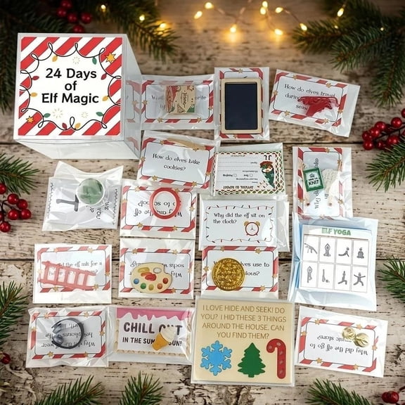 Elf Kit 24 Days Of Christmas, Fun Elf Activities Props, Christmas Elf Kits Christmas Countdown Gift