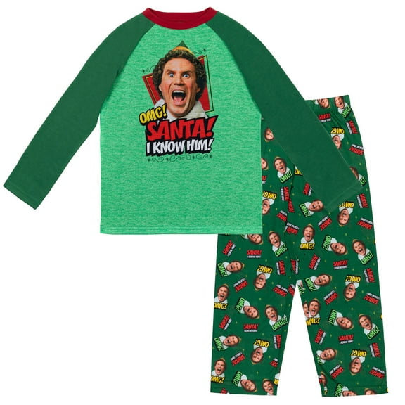 Elf Little Boys Pullover Pajama Shirt and Pants Sleep Set Little Kid to Big Kid