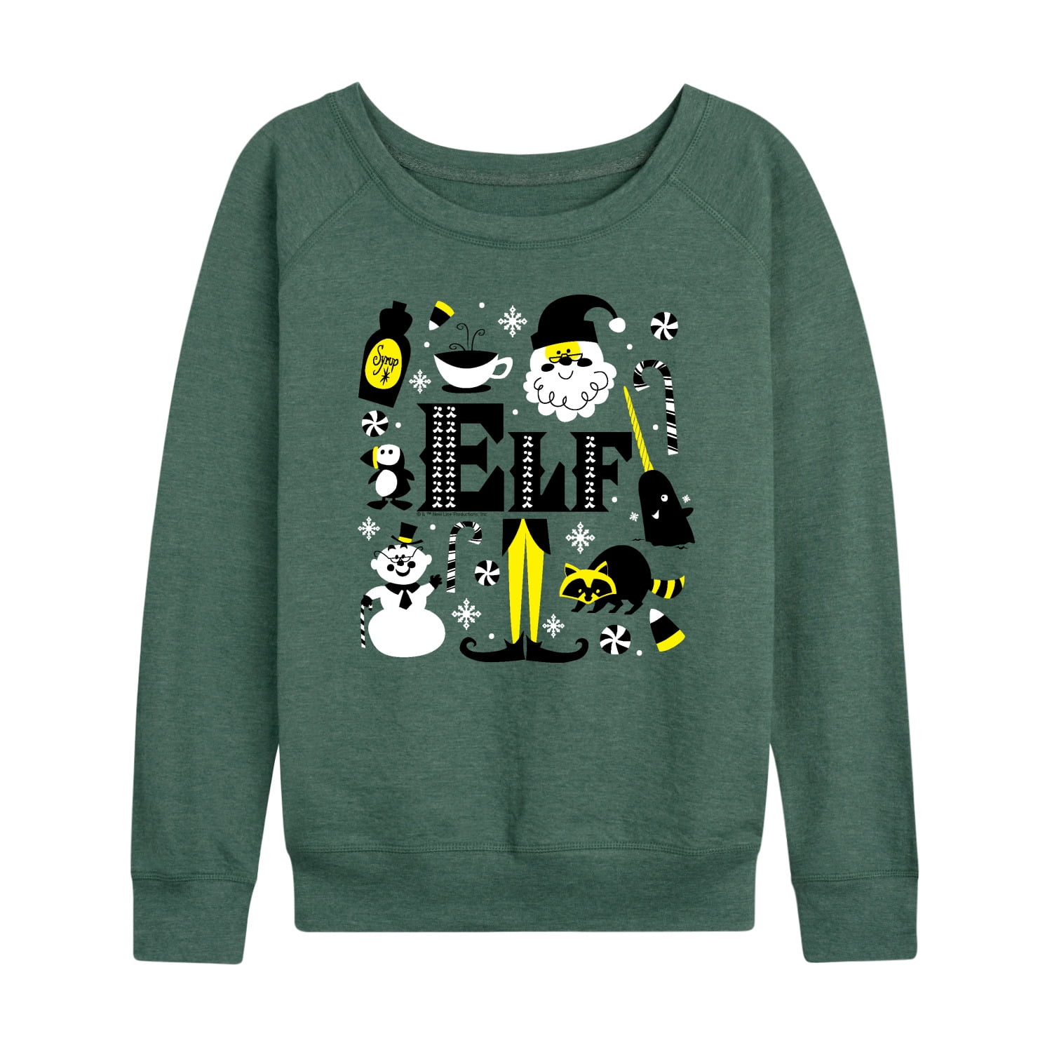 Elf - Logo And Santa - Women's French Terry Long Sleeve Shirt