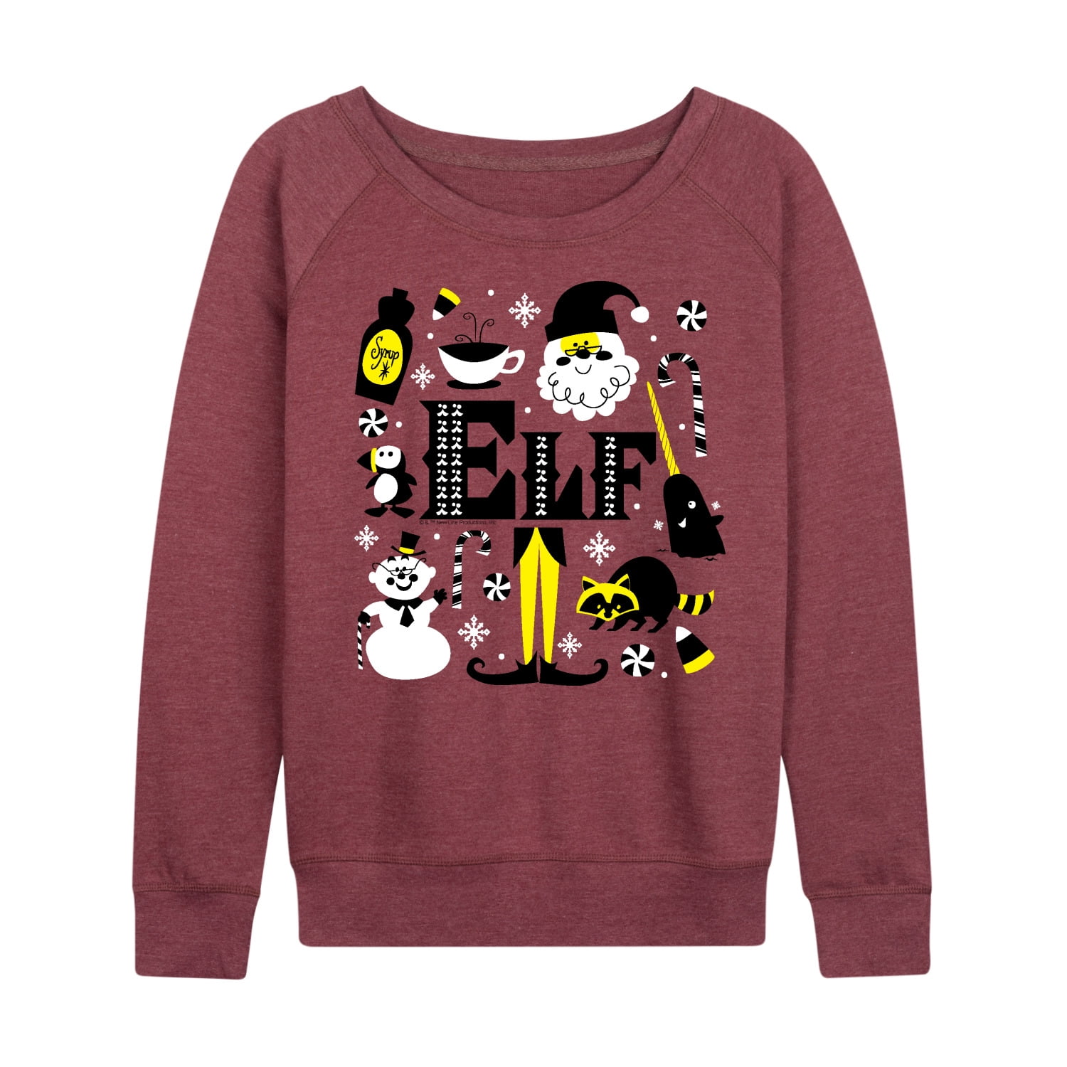 Elf - Logo And Santa - Women's French Terry Long Sleeve Shirt