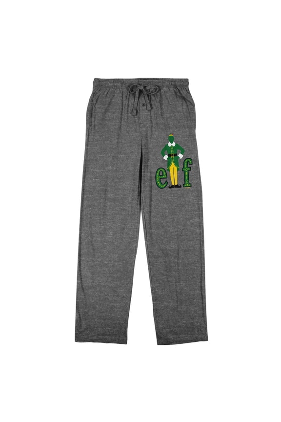 Elf Logo Men's Gray Heather Sleep Pajama Pants-Medium