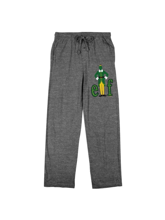 Elf Logo Men's Gray Heather Sleep Pajama Pants-Medium