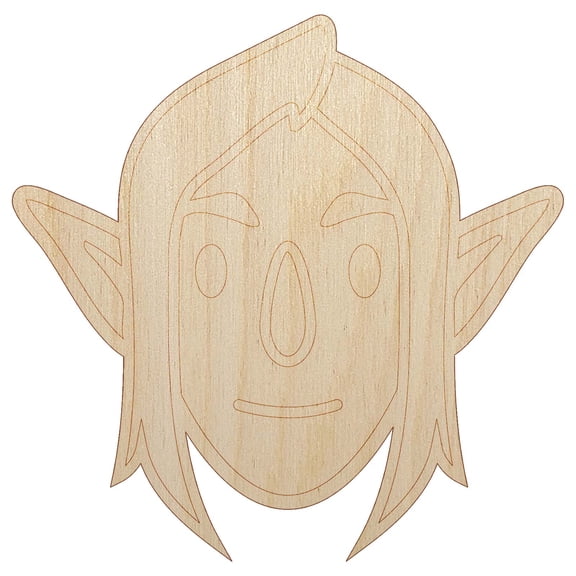 Elf Male Character Face Wood Shape Unfinished Piece Cutout Craft DIY Projects - 4.70 Inch Size - 1/8 Inch Thick