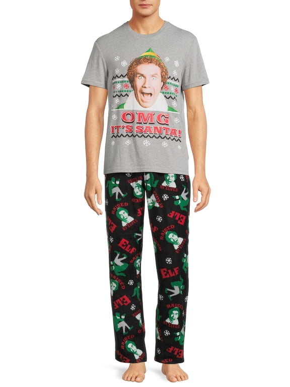Elf Men’s Graphic T-Shirt and Pants Sleepwear Set, 2-Piece