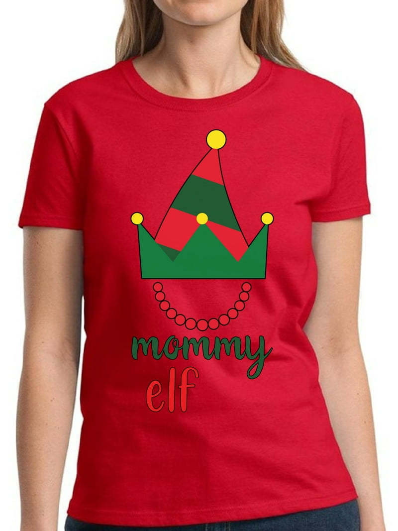 Elf Mommy Family Christmas Print for Her Christmas Shirt for Women