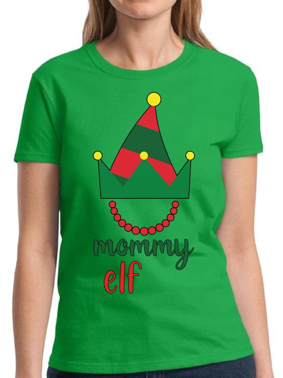 Elf Mommy Family Christmas Print for Her Christmas Shirt for Women - S M L XL 2XL 3XL Xmas Graphic Tee - Holiday Tee Christmas Shirts Ladies Top Gift