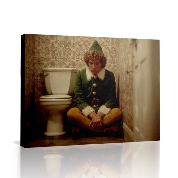 Elf Movie Bathroom Scene Canvas Wall Art (Holiday Humor Tone) Ready to Hang for Living Room