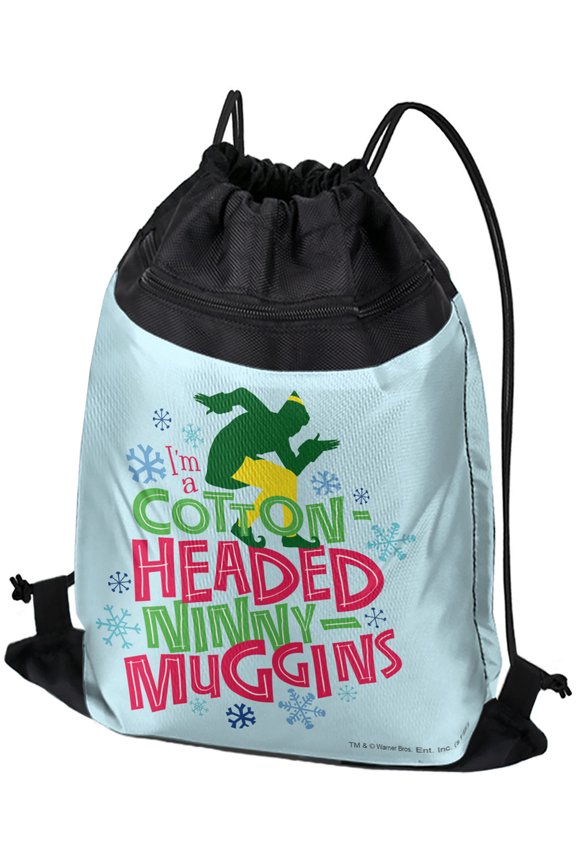 Elf Movie Cotton-Headed Ninny-Muggins Drawstring Backpack Sports Bag Sackpack 17" x 13", Perfect for Gym, Yoga or Practice
