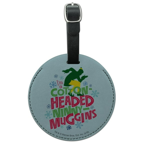 Elf Movie Cotton-Headed Ninny-Muggins Round Leather Luggage Card Suitcase Carry-On ID Tag