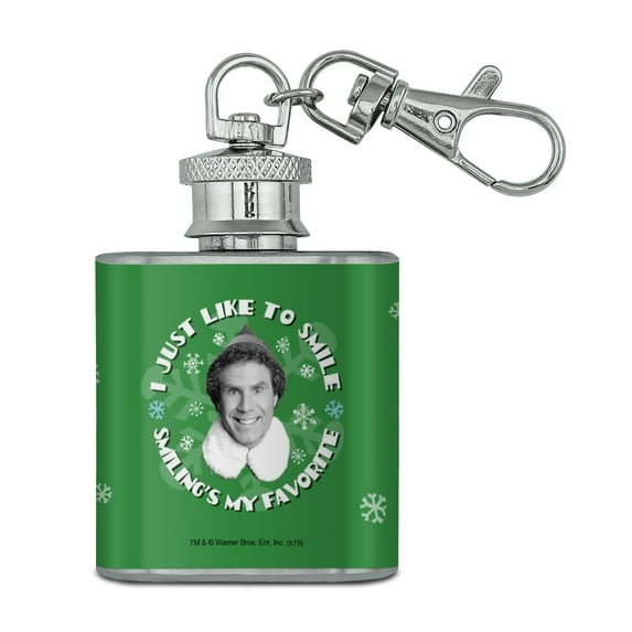 Elf Movie I Just Like to Smile Stainless Steel 1oz Mini Flask Key Chain