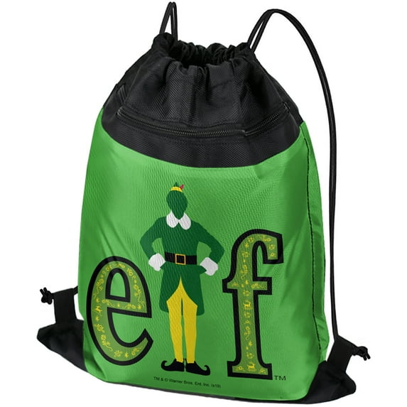Elf Movie Logo Drawstring Backpack Sports Bag Sackpack 17" x 13", Perfect for Gym, Yoga or Practice