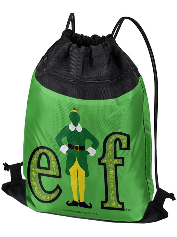 Elf Movie Logo Drawstring Backpack Sports Bag Sackpack 17" x 13", Perfect for Gym, Yoga or Practice