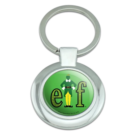 Elf Movie Logo Keychain Classy Round Chrome Plated Metal