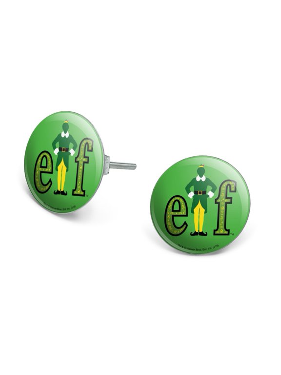 Elf Movie Logo Novelty Silver Plated Stud Earrings