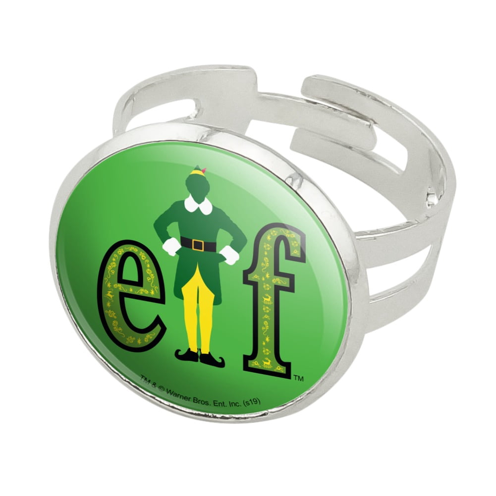 Elf Rings Label Elf Movie Logo Silver Plated Adjustable Novelty Ring - Walmart.com