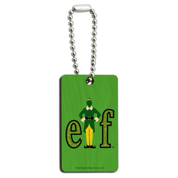Elf Movie Logo Wood Wooden Rectangle Keychain Key Ring