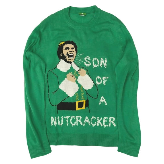 Elf Movie Mens Green Son Of A Nutcracker Buddy Christmas Holiday Sweater XL