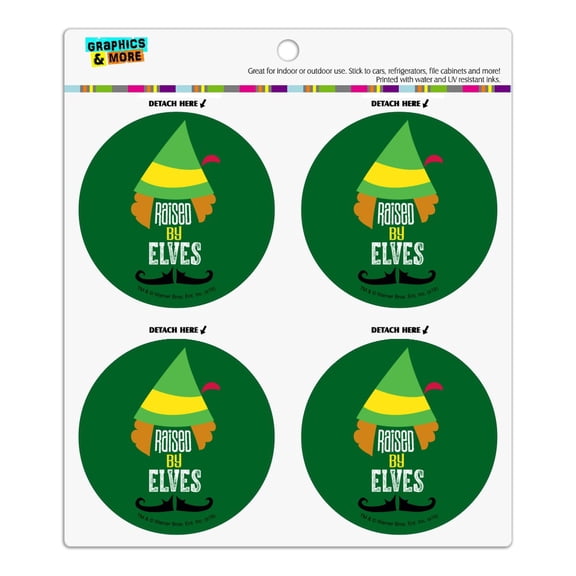 Elf Movie Raised by Elves Refrigerator Fridge Locker Vinyl Circle Magnet Set