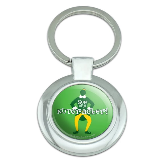 Elf Movie Son of a Nutcracker! Keychain Classy Round Chrome Plated Metal