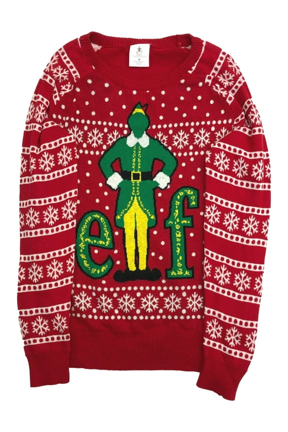 Movie Womens Red Snowflake Print Buddy Christmas Holiday Sweater Large