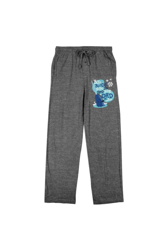Elf Mr. Narwhal "Bye, Buddy, Hope You Find Your Dad" Men's Heather Gray Sleep Pajama Pants-XL