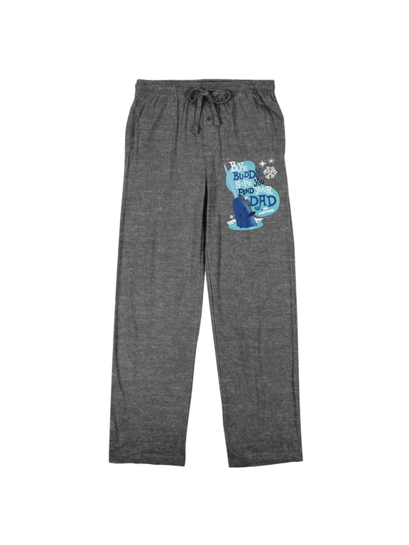 Elf Mr. Narwhal "Bye, Buddy, Hope You Find Your Dad" Men's Heather Gray Sleep Pajama Pants-XL