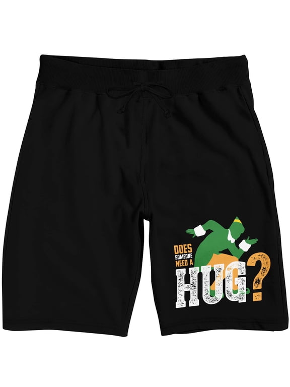 Elf Needs A Hug Men's Black Sleep Pajama Shorts-Medium
