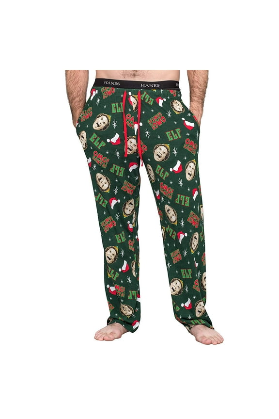 Elf OMG! Santa! Adult Hunter Green Pajamas Lounge Pants
