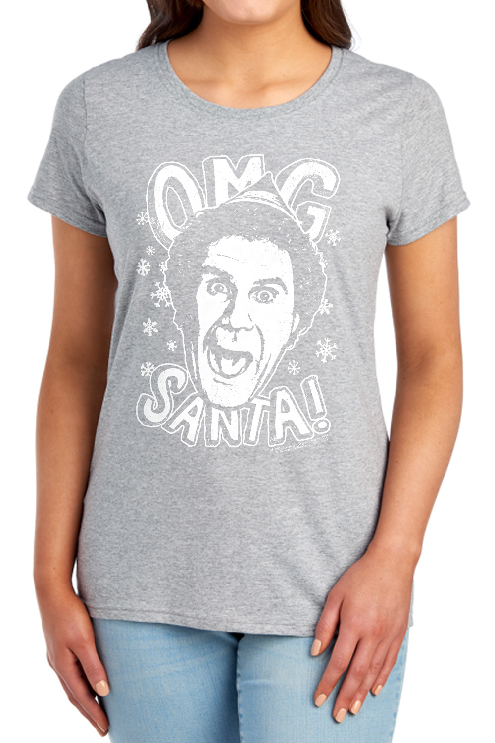 Elf OMG Santa Women's T Shirt, Athletic Heather, X-Large