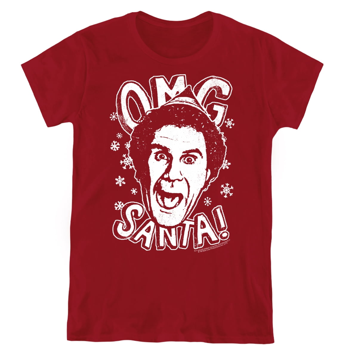Elf OMG Santa Women's T Shirt, Cardinal, Small