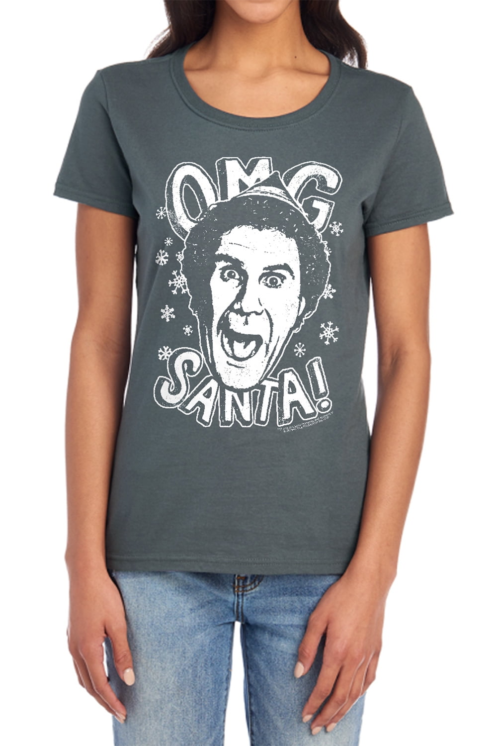 Elf OMG Santa Women's T Shirt, Charcoal, 2X-Large