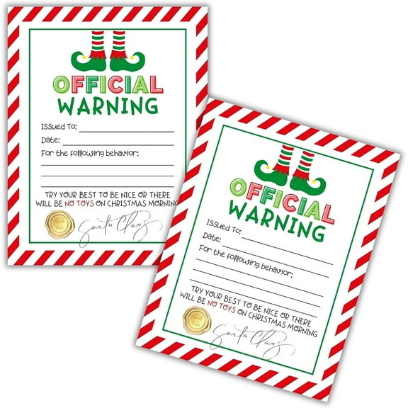 Elf Official Report Card Warning Christmas Present Cards from North Pole 30 pk 4.25 x 5.5 inches postcard size Naughty or Nice Shelf North Pole Santa Cam Surveillance Xmas Cards Kids Game Holiday