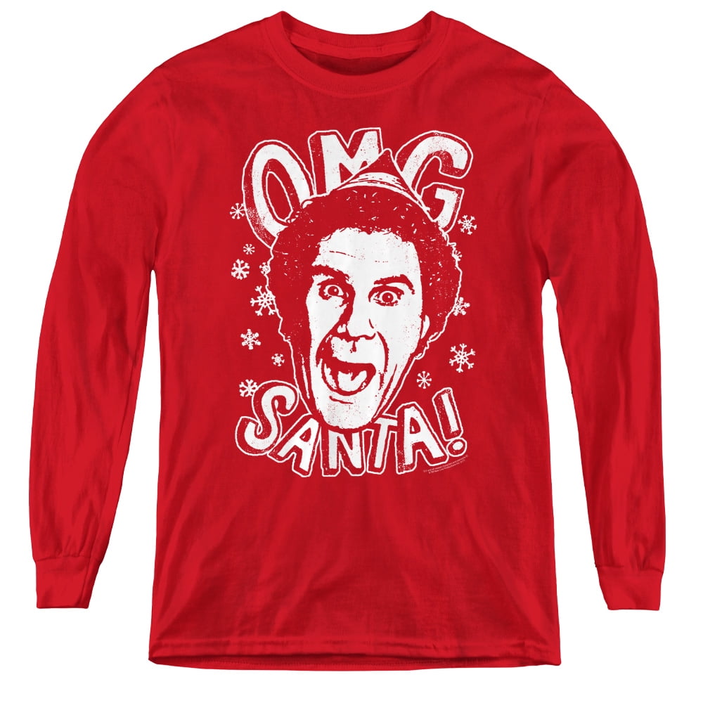 Elf - Omg Santa - Youth Long Sleeve Shirt - Large