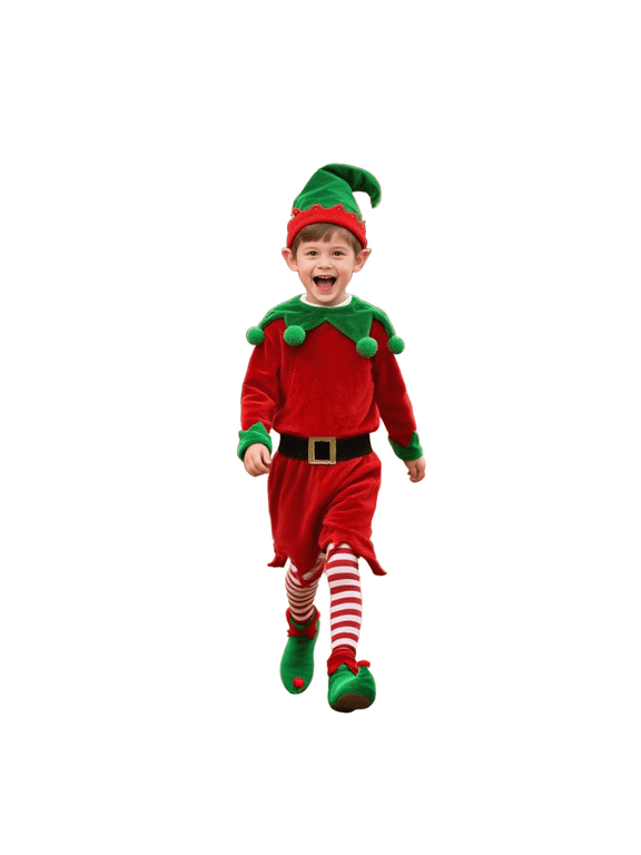 Elf Outfit Boy Long Sleeve Coat Hat Set Party Dress Christmas Outfits Kids 120