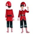 thumbnail image 1 of Elf Outfit Kids Long Sleeve Top Pants Hat Set Festive Dress Outfit Christmas Outfit Kids Girl 7-8 Years, 1 of 9