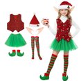 thumbnail image 1 of Elf Outfit for Girls Vest Tulle Dance Skirt and Hat Outfit Set Party Outfit Kids Christmas Outfit Girls 8-10 Years, 1 of 9