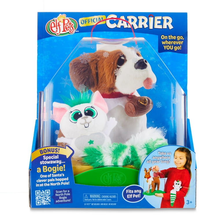 Elf Pets Travel Carrier with Walmart Exclusive Plush Bogie Character. From  the creators of The Elf on the Shelf. Ages 3+.