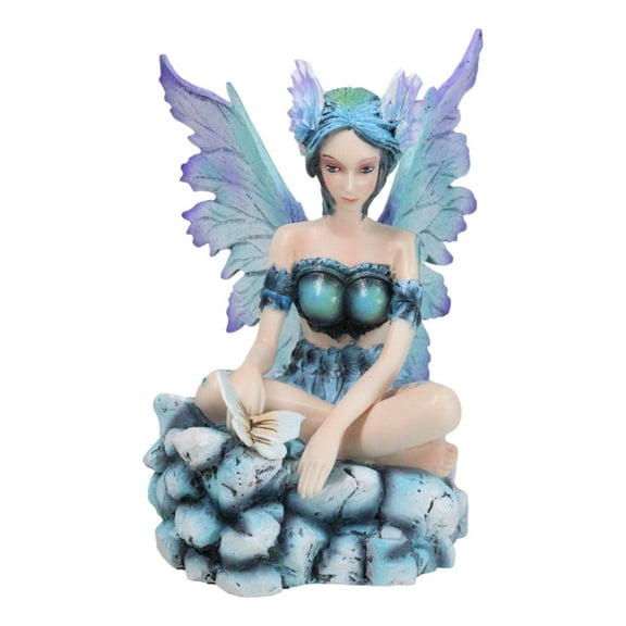 Elf Pixie Water Elemental Fairy in Emerald Iridescent Dress Fantasy Figurine