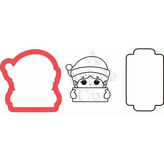 Elf Plaque And Cookie Sheet Cookie Cutter Set