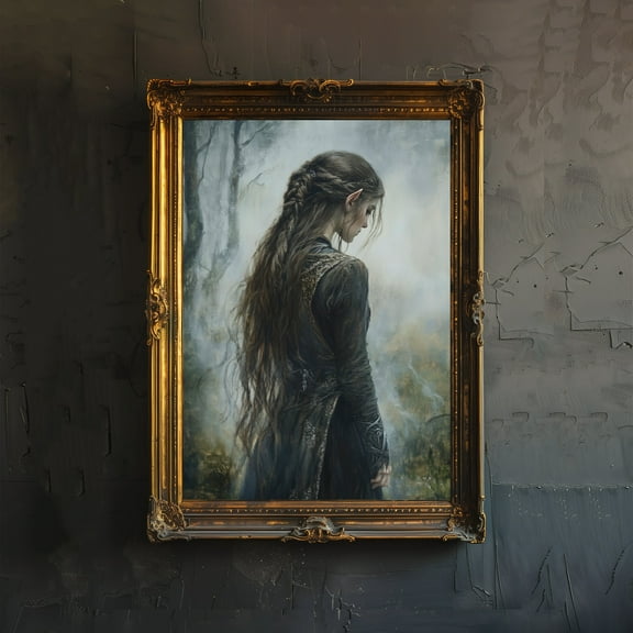 Elf Princess Folklore Print Dark Academia Art Fairy Tale Decor Antique Illustration Enchanted Fantasy Poster Rustic Vintage Wall Art - Poster Unframed