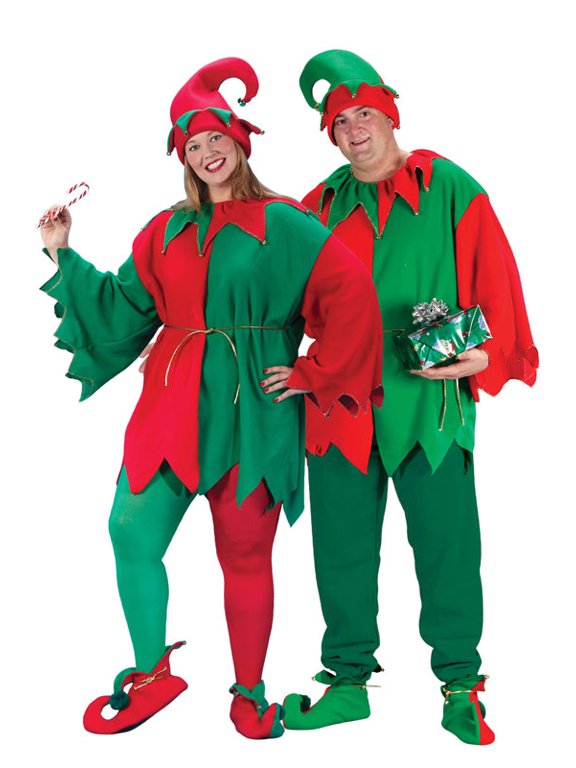 Red and Green Elegant Elf Set Christmas Santa Helper Adult Plus Size Costume