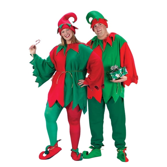 Red and Green Elegant Elf Set Christmas Santa Helper Adult Plus Size Costume