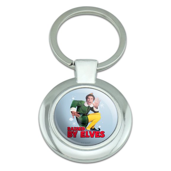 Elf Raised By Elves Keychain Classy Round Chrome Plated Metal