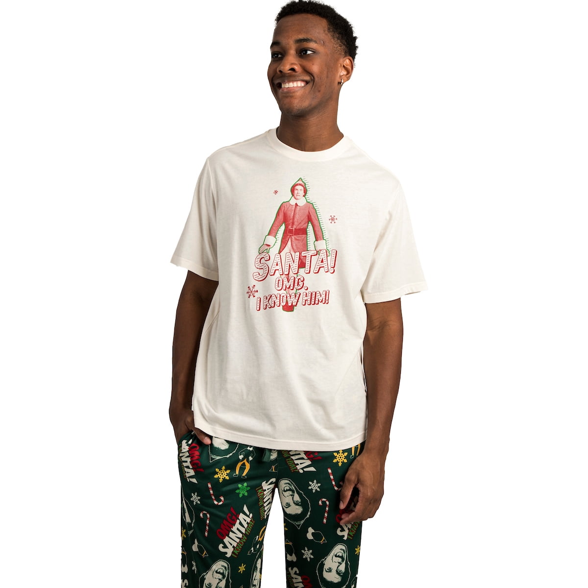 Elf Santa I Know Him Men s 2 Pack Pajama Set Walmart