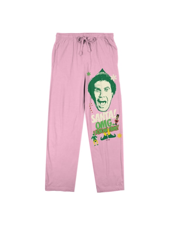 Elf Santa I Know Him Women's Pink Sleep Pajama Pants-XL