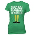 thumbnail image 1 of Elf Santa's Coming Women's Christmas Movie T-Shirt Officially Licensed, 1 of 4