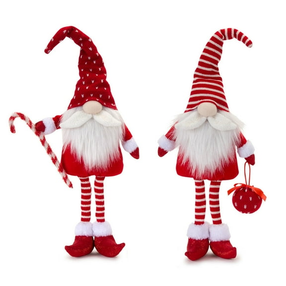 Set of 4 Red and White Elf Statue Christmas Decor 21"