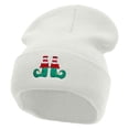 thumbnail image 1 of Elf Shoes Embroidered 12 Inch Long Knitted Beanie - White OSFM, 1 of 5