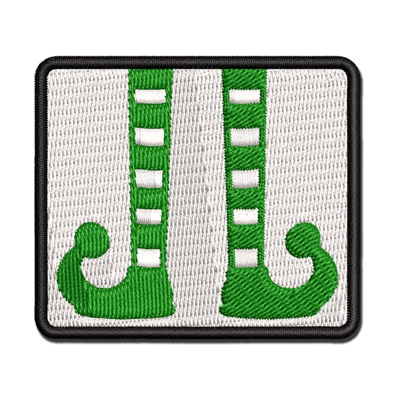 Elf Shoes and Stockings Christmas Applique Multi-Color Embroidered Iron-On Patch - 2.0 Inch Mini