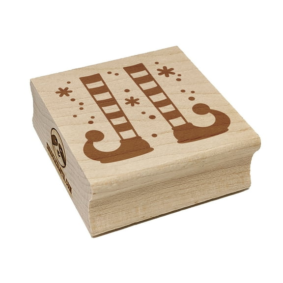 Elf Shoes and Stockings Christmas Square Rubber Stamp Stamping Scrapbooking Crafting - Large 2.75in